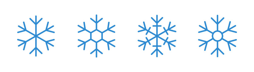 Fototapeta premium Snow icons set. Snowflakes winter symbol. Snowflake icon set. Editable stroke
