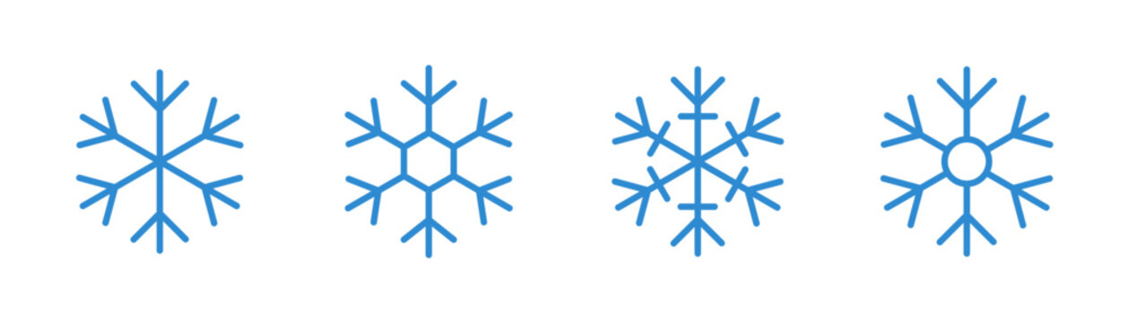 Snow icons set. Snowflakes winter symbol. Snowflake icon set. Editable stroke