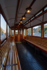 Inside vintage tram