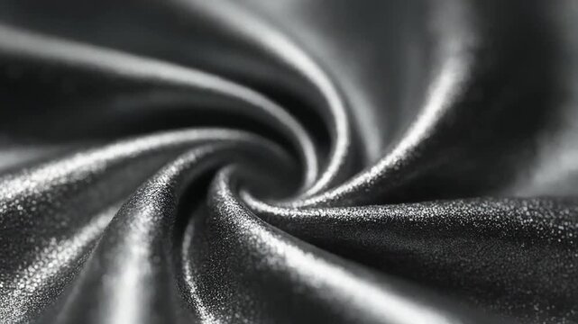 A close-up swirl of textured black material, showcasing soft folds and light reflections