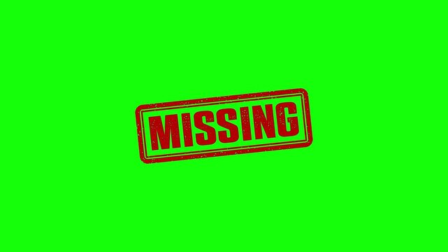 Missing rubber stamp animation. missing texture text Up to down motion graphics. stamp zooming and hit effect 4k video.