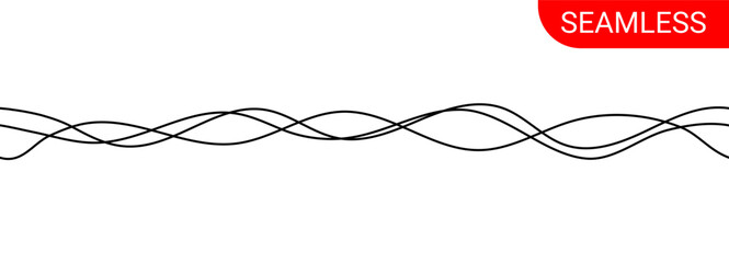 Seamless braided squiggle cable line border with interwoven waves