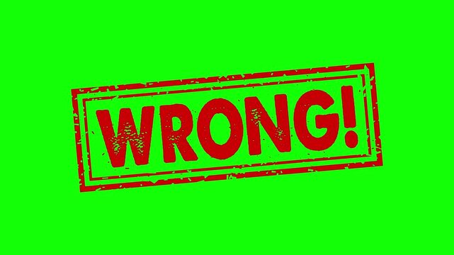 Wrong rubber stamp animation. wrong texture text Up to down motion graphics. stamp zooming and hit effect 4k video.
