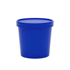 Blue plastic bucket with lid isolated on transparent background