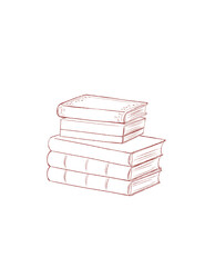 積まれた分厚い本　線画