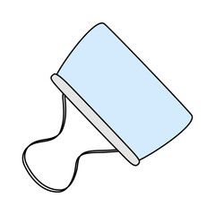 Metal binder clip for holding sheets of paper together, office supplies, doodle style vector