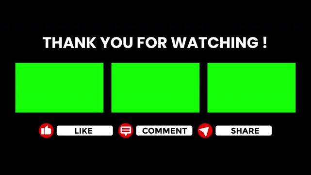 End screen youtube with green boxes for video content creators, vloggers, online tutorials, presentations, social media.