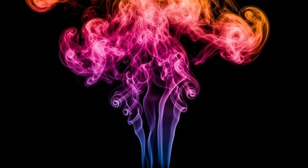 Obraz premium Vibrant swirls of smoke creating a mesmerizing and colorful abstract spectacle against a dark backdrop