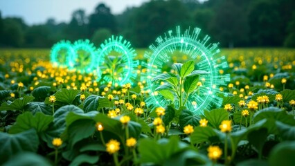 Technology Yellow Flower Holographic Close up