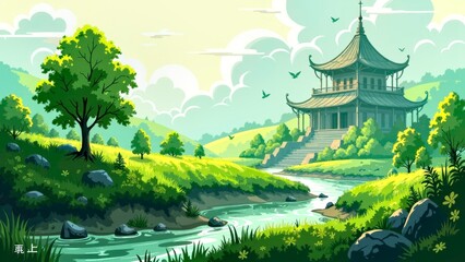 Outdoor rural architectural scene