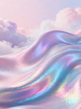 Rainbow iridescent silk fabric in powdery pastel palette