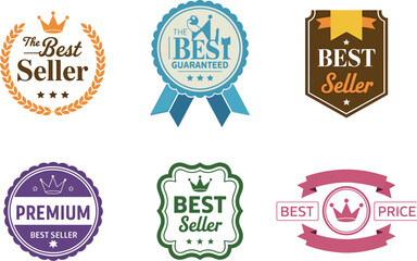 Obraz premium Best Seller and Premium Badge Labels for Marketing, Promotion, E‑Commerce Design