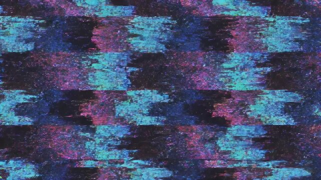 Abstract checkerboard pattern with textured, granular patches of green, purple, and black