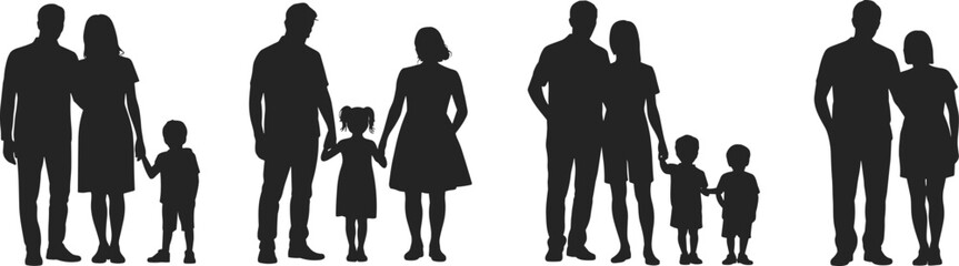 family, silhouette, vector, illustration, black, parents, children, childhood, community, motherhood, fatherhood, togetherness, bonding, lifestyle, people