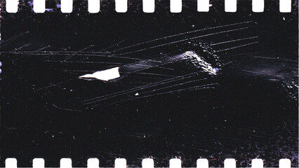 Grunge Film Strip Frame with Heavy Scratches and Burn Mark Damage
