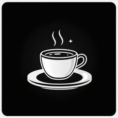 Obraz premium Coffee cup icon on black background.