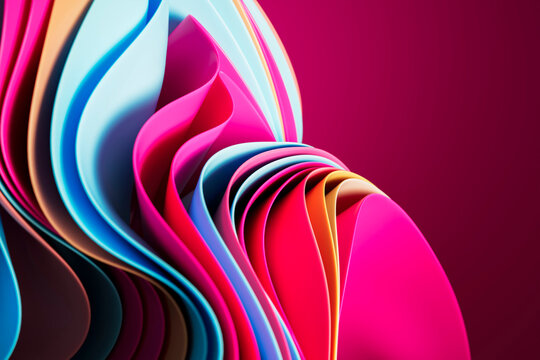 3D Colorful Abstract Wave Folds