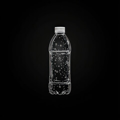 Bottle of water with bubbles.