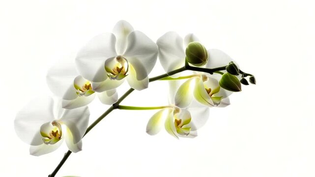White Orchid Flowers on White Background.