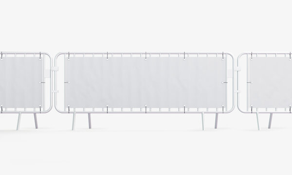 Barrier banner set isolated Mockup. 3D rendering