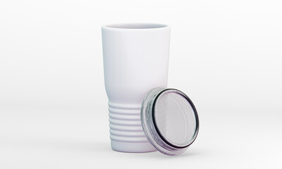 Tumbler cup with lid isolated Mockup. 3D rendering