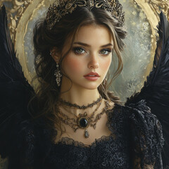 Woman with crown and wings.