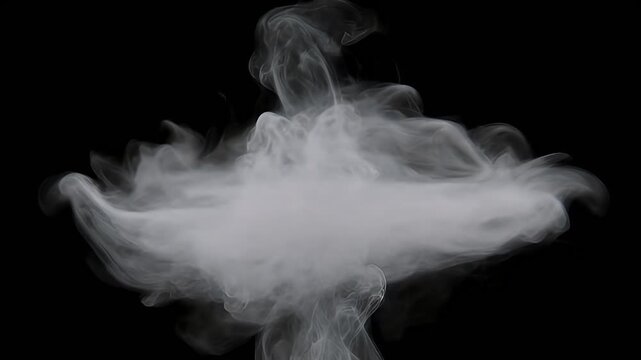 Ethereal white smoke plume rising against a stark black background creating abstract patterns