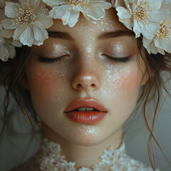 Woman with flowers in her hair.