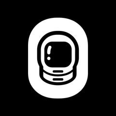 Obraz premium Minimalist Astronaut Helmet Vector Icon in Monochrome, Symbolizing Space Exploration, Science, Discovery, and Future Technology