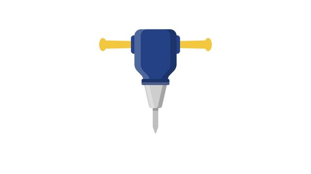 Animated jack hammer vector icon on clean white background in 4k resolution