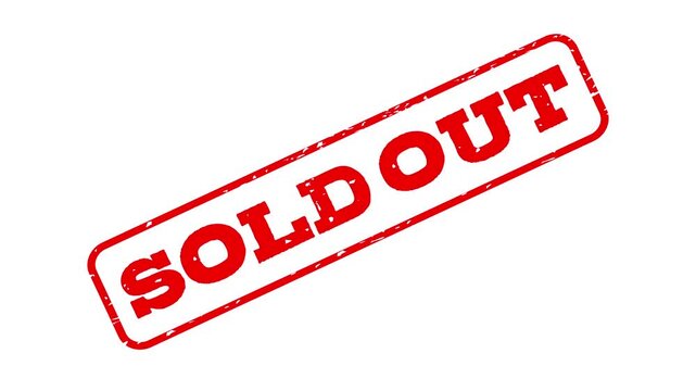 Flat vector sold out stamp animation isolated on green screen background for marketing and sales concept