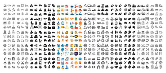 Global business and logistics icon set
