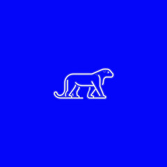 Obraz premium Minimalist blue outline of a panther against a solid background
