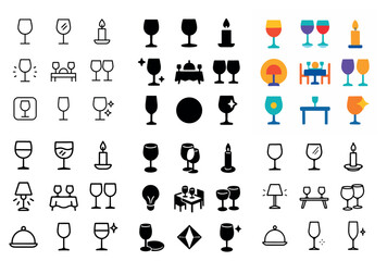 Elegant dining icons collection