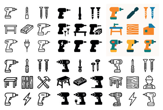 Power tools and construction vector set