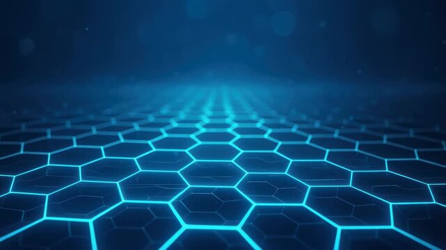 Dynamic hexagonal grid pattern digital space visual content futuristic environment aerial view technology innovation