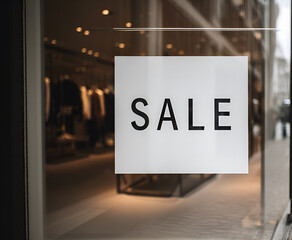 Wyprzedaż w sklepie odzieżowym, napis „sale” na witrynie, promocja sezonowa i zakupy w galerii handlowej. © Henryk Guziak