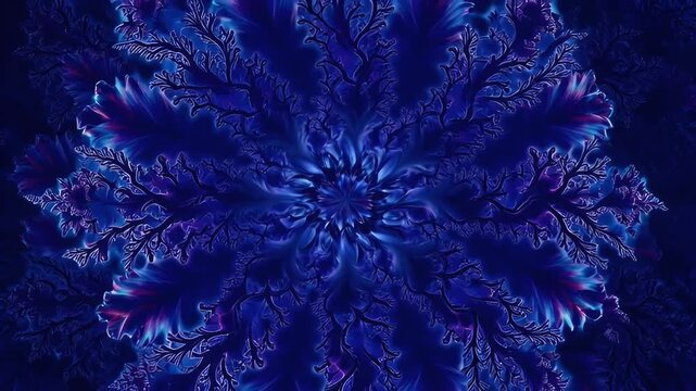 Abstract blue floral pattern with branching structures resembling coral or ice crystals