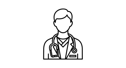 Fototapeta premium Professional Doctor Avatar with Stethoscope Representing Healthcare Worker on Isolated White Background