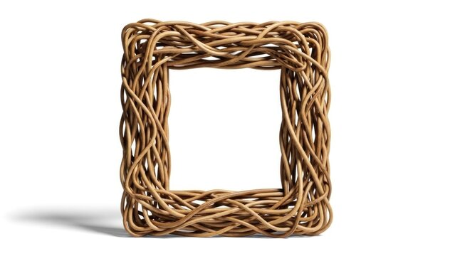 A woven square frame made of interwoven twigs and branches.