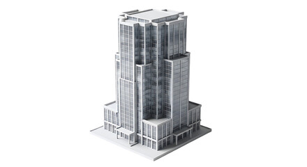 A 3d model of a tall building isolated on transparent background © Hasib