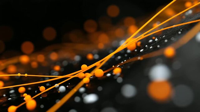 Black and orange background with lines and splatters, defocused dark setting, splatter pattern design, dynamic abstract texture, energetic composition, with copy space