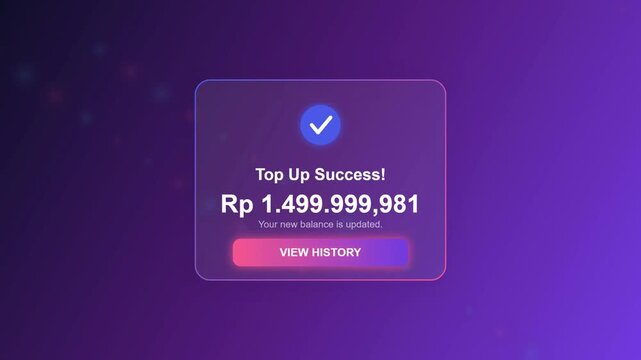 Success Notification for a Large Top-Up Transaction with Updated Balance Displayed Prominently