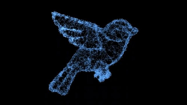 Abstract animation graphics of a blue bird, 2 in 1 (Animation on flat and transparent backgrounds), Seamless Loop, 4K resolution. Codec ProRes 4444 with alpha channel. Not AI Generated