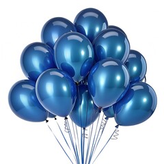 Luxury Deep Blue Foil Balloons Arrangement Isolated on White &ndash; Elegant Celebration Decor JPG
