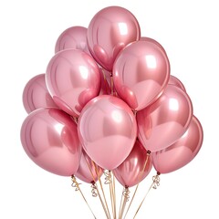 Luxury Pink Foil Balloons Cluster Isolated on White &ndash; Elegant Celebration Decor JPG