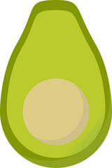 fresh half avocado vector flat design. organic food.