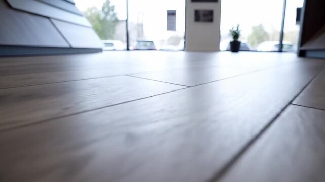 A spacious showroom featuring modern flooring options with natural light. Ideal for home improvement and interior design inspiration.