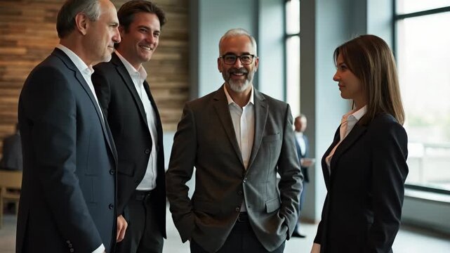 shot of business people diversity age race partners anti crisis crash community handshake greeting new colleague member candidate teambuilding concept stand sit spacious office indoors fash.