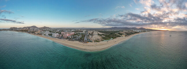 Aerial view over the beach in Cabo San Lucas, the tip of Baja California Sur, Mexico. © Alfredo